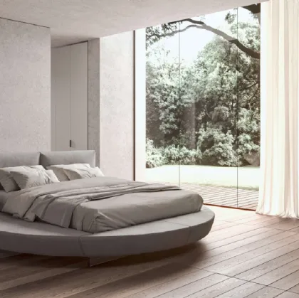 Letto di design circolare in pelle Zero di Presotto