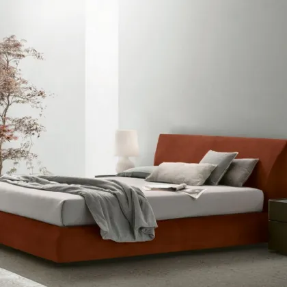 Letto con box contenitore Eros in pelle nabuk di Tomasella