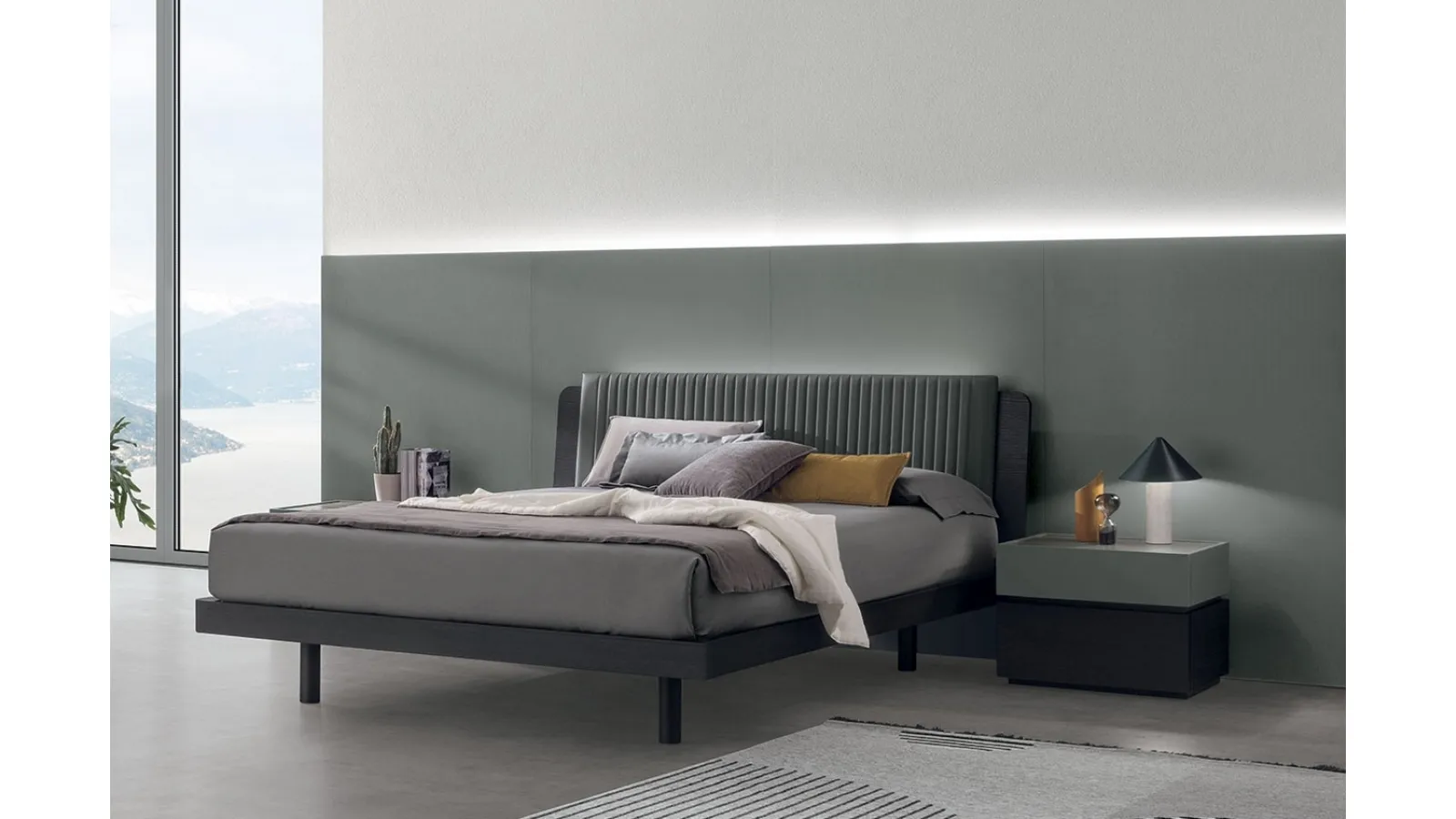 Letto con testiera imbottita Roxy di Tomasella