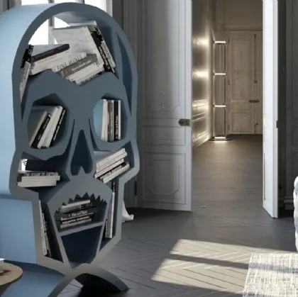 Libreria di design a forma di teschio in cemento laccato Gioia di Voltan