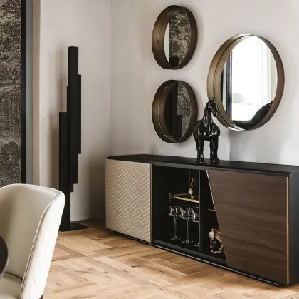 Madia Aston in legno con dettagli in pelle di Cattelan Italia