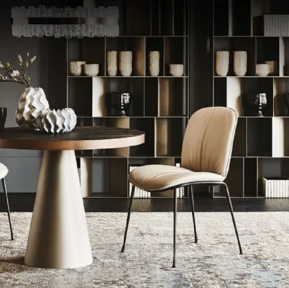 Tavolo con base conica in acciaio e piano in ceramica Saturno Keramik Bistrot di Cattelan Italia