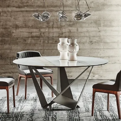 Tavolo rotondo in ceramica con base in acciaio Skorpio Keramic Round di Cattelan Italia