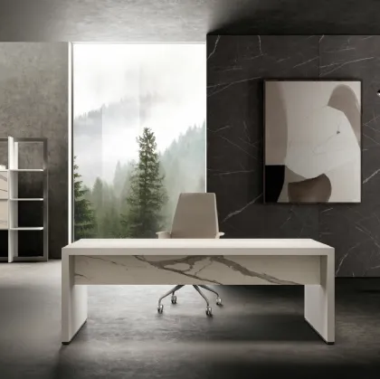 Scrivania Direzionale in laccato e laminam finitura marmo Bold58 Bridge di About Office