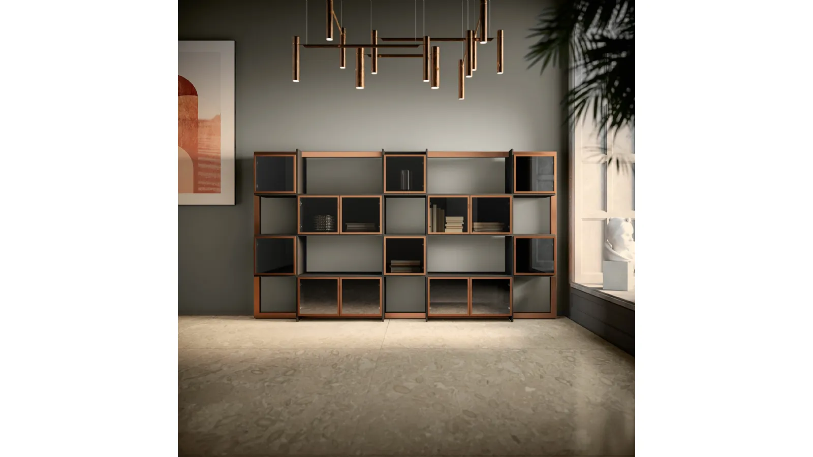 Libreria Bold58 02 in laccato e vetro About Office